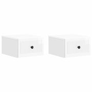 Mobiletto da notte a muro 2 pcs Bianco Lucido 33 x 34,5 x 20 cm