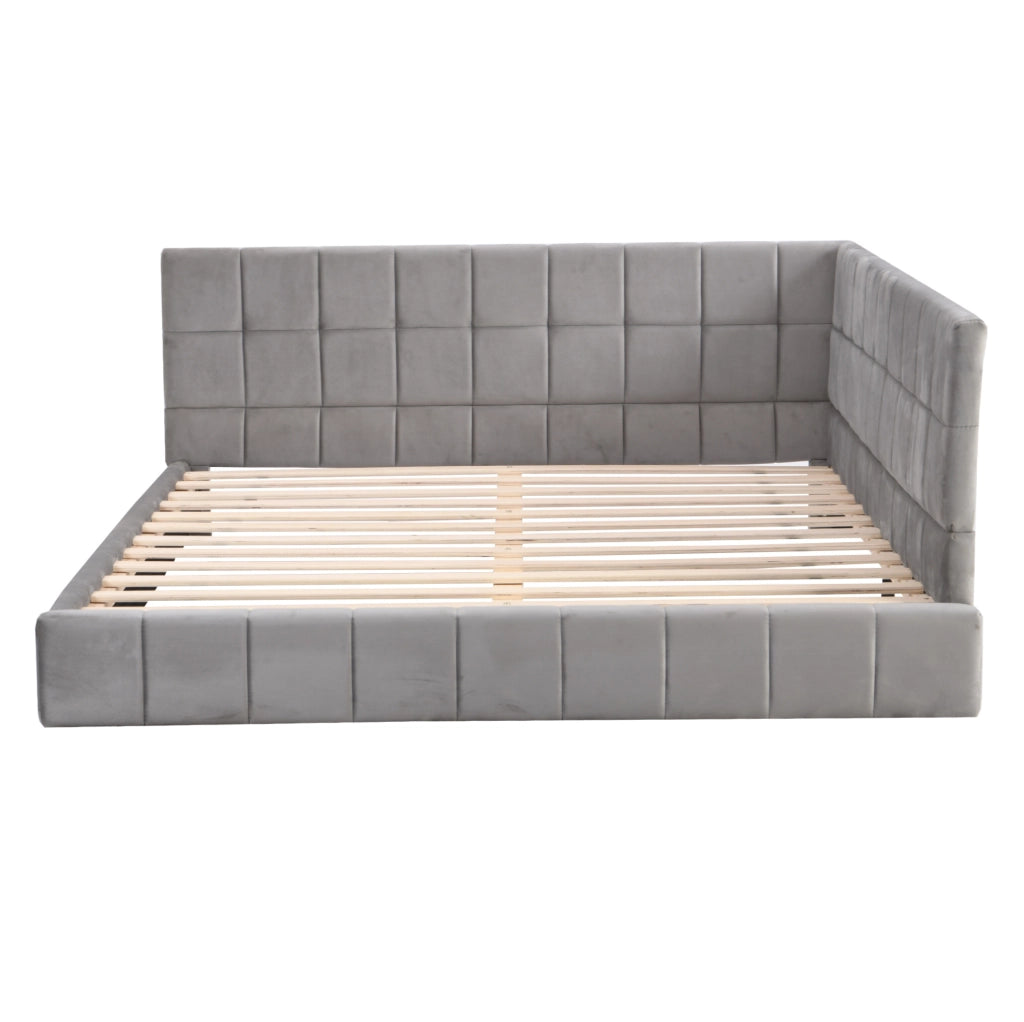 Divano letto 140x200 cm; stile classico; tessuto; grigio (Senza materasso)