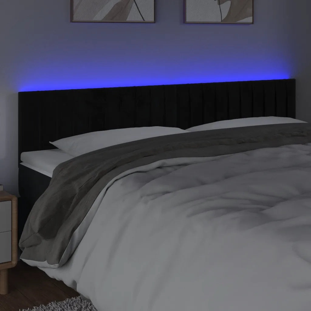 Testiera a LED-Testata con LED Nera 180x5x78/88 cm in Velluto 941160