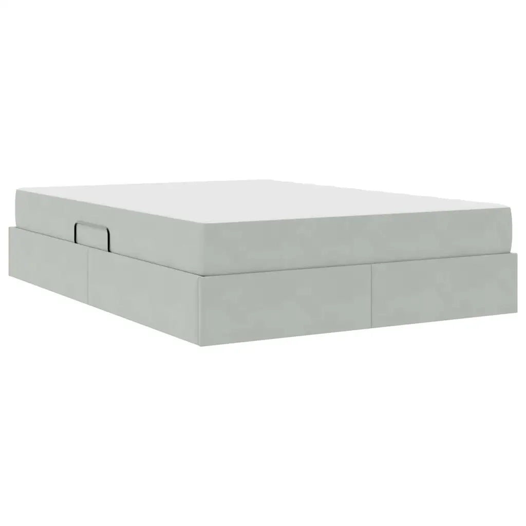 Letto con contenitore e materasso Grigio chiaro 140 x 200 cm