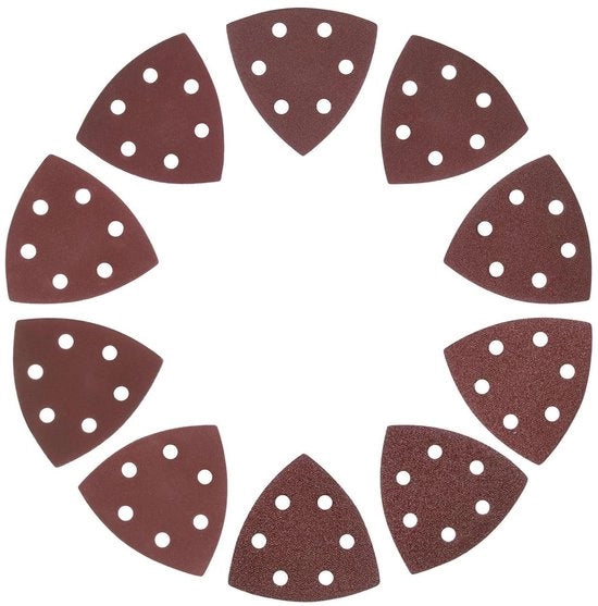Polvere di abrasione a forma di triangolo - 50 pezzi - per mobili in legno - 6 fori - ossido di alluminio - grano 40-1000