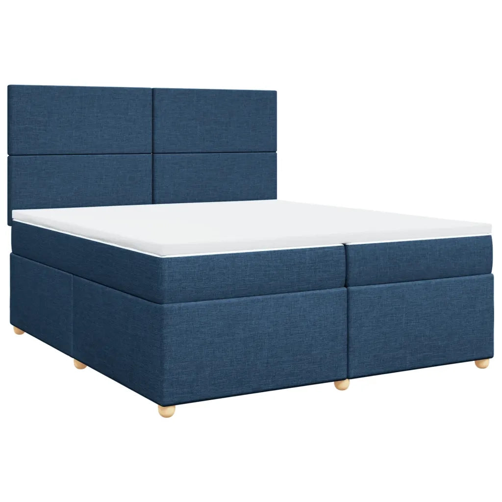 vidaXL Giroletto a Molle con Materasso Blu 200x200 cm in Tessuto