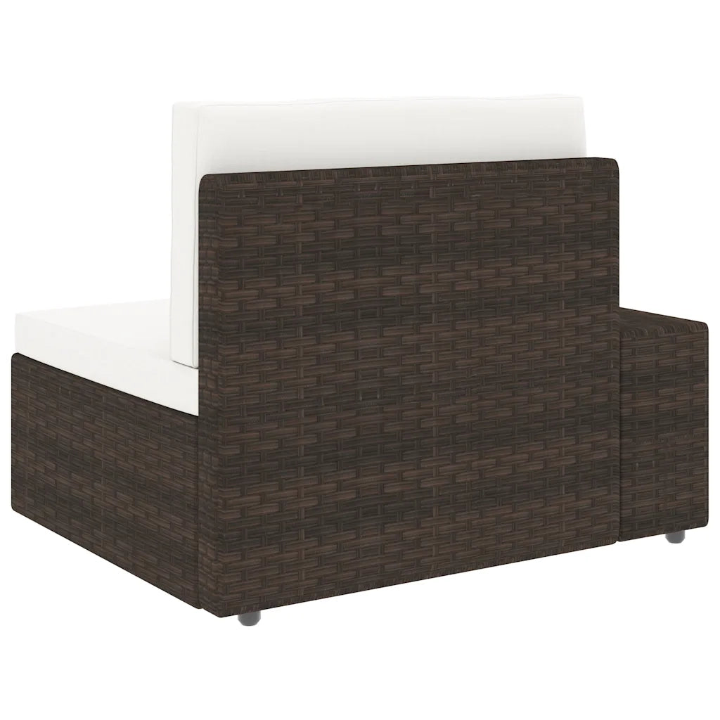 Divano componibile-Divano Modulare a 3 Posti in Polyrattan Marrone