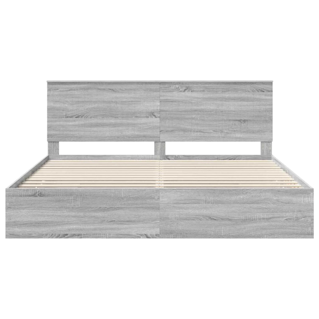 Letto matrimoniale | Letto per adulti | Struttura del letto con cassetto Grigio Sonoma 200 x 200 cm