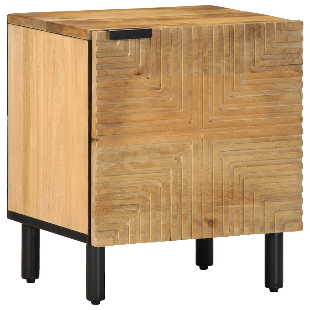 Set di 2 Comodini | Armadio da Notte | Mobiletto da notte Marrone 40x33x46 cm in Legno Massello di Mango