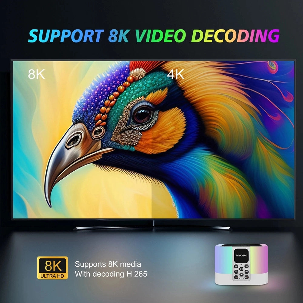 Trade Shop - Tv Box 8k Ultra Hd Altoparlante Bluetooth Android 15 Wifi 6 Illuminazione Rgb Tv6 Mate -