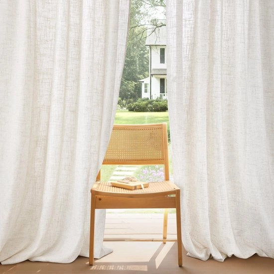Tessuto in Lino 300x225 cm - Semi-Transparente - Permeabile alla Luce - 1 Pannello - Lavabile in Macchina - Tessuto Naturale - Decorazione per Finestre