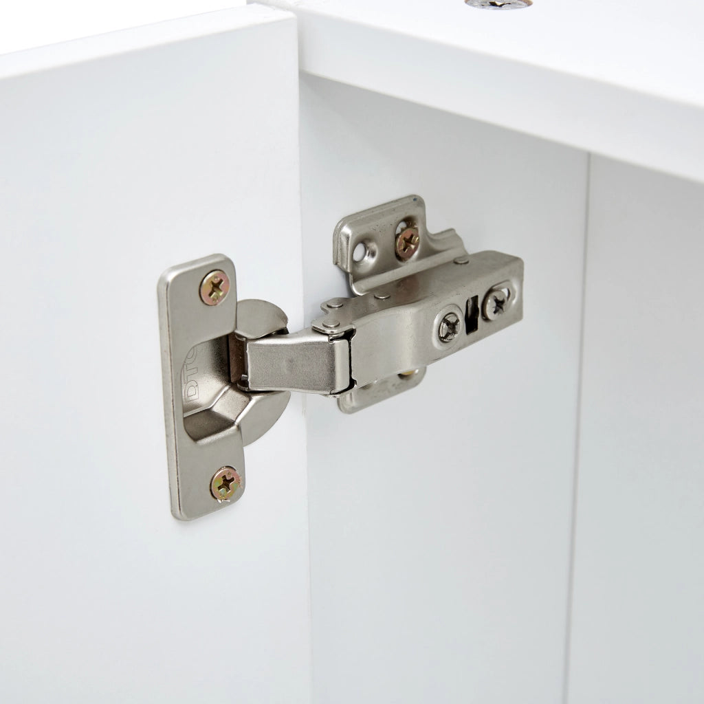 Armadietto a specchio da bagno con ripiani interni, porta specchio di sicurezza, per bagno e trucco, bianco, 55 × 56 cm