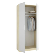 Armadio Camera da Letto Tulot, Guardaroba 2 Ante Appendiabiti, 51x204h cm Bianco