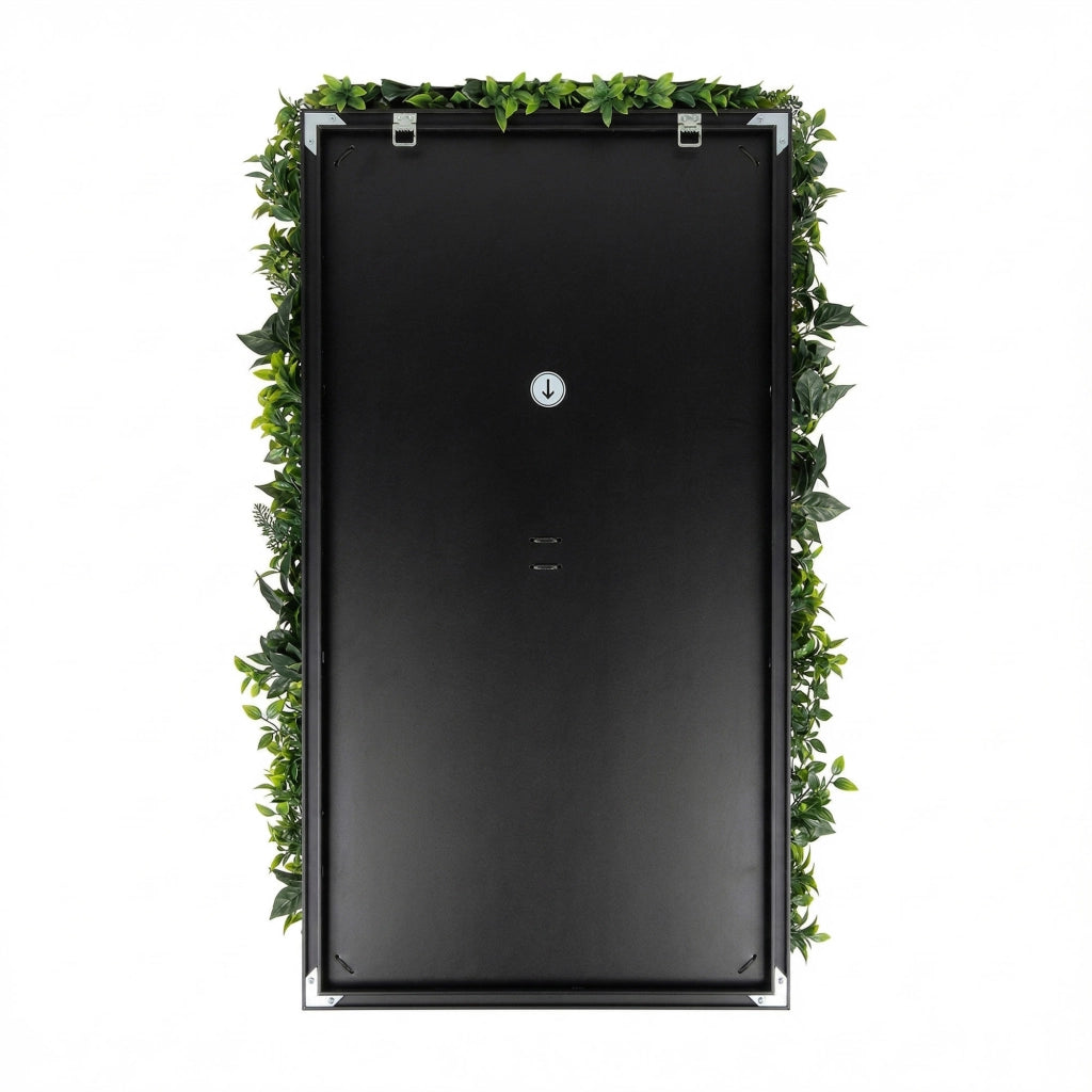 Flora - Quadro vegetale 100x50 cm con foglie e fiori in PE cornice in PVC nero