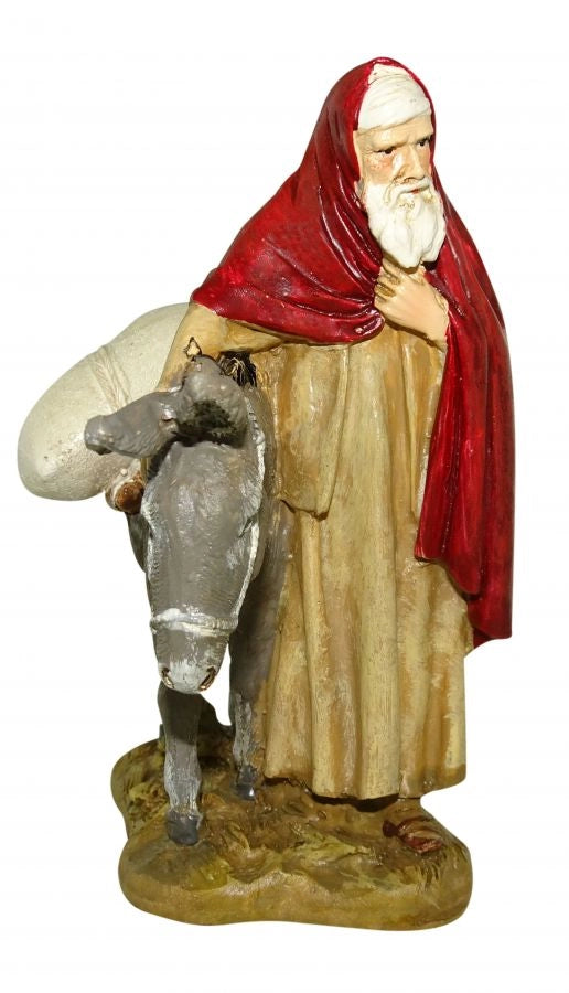 VIANDANTE CON ASINO PER PRESEPE DA 10 CM