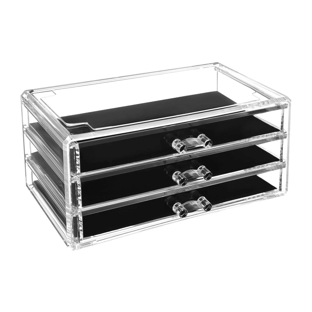 Organizer per trucchi Set di 2 contenitori impilabili per gioielli e trucchi 5 cassetti Organizer per cosmetici in polistirolo trasparente 12_0003526