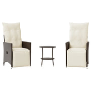 Set Bistr¨° 3 pz | Set Salotto da Giardino con Cuscini Marrone in Polyrattan