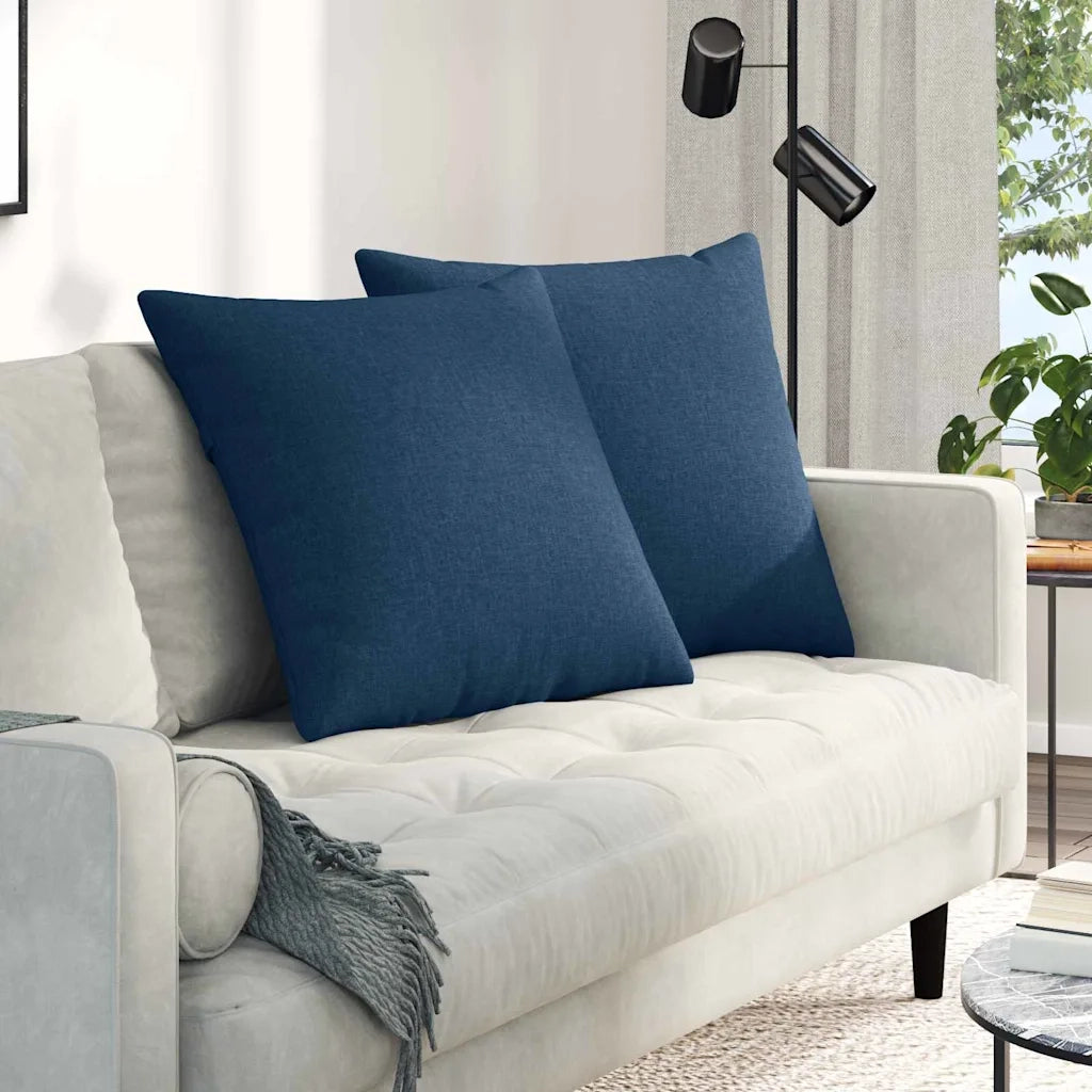 Cuscini da Divano 2 pz | Cuscini per sedie Blu 60 x 60 cm Tessuto