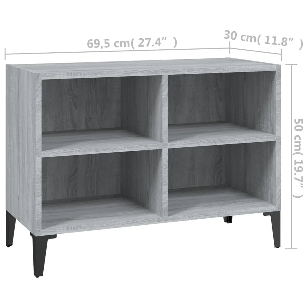 Mobile TV con Gambe in Metallo Grigio Sonoma 69,5x30x50 cm cod mxl 22787
