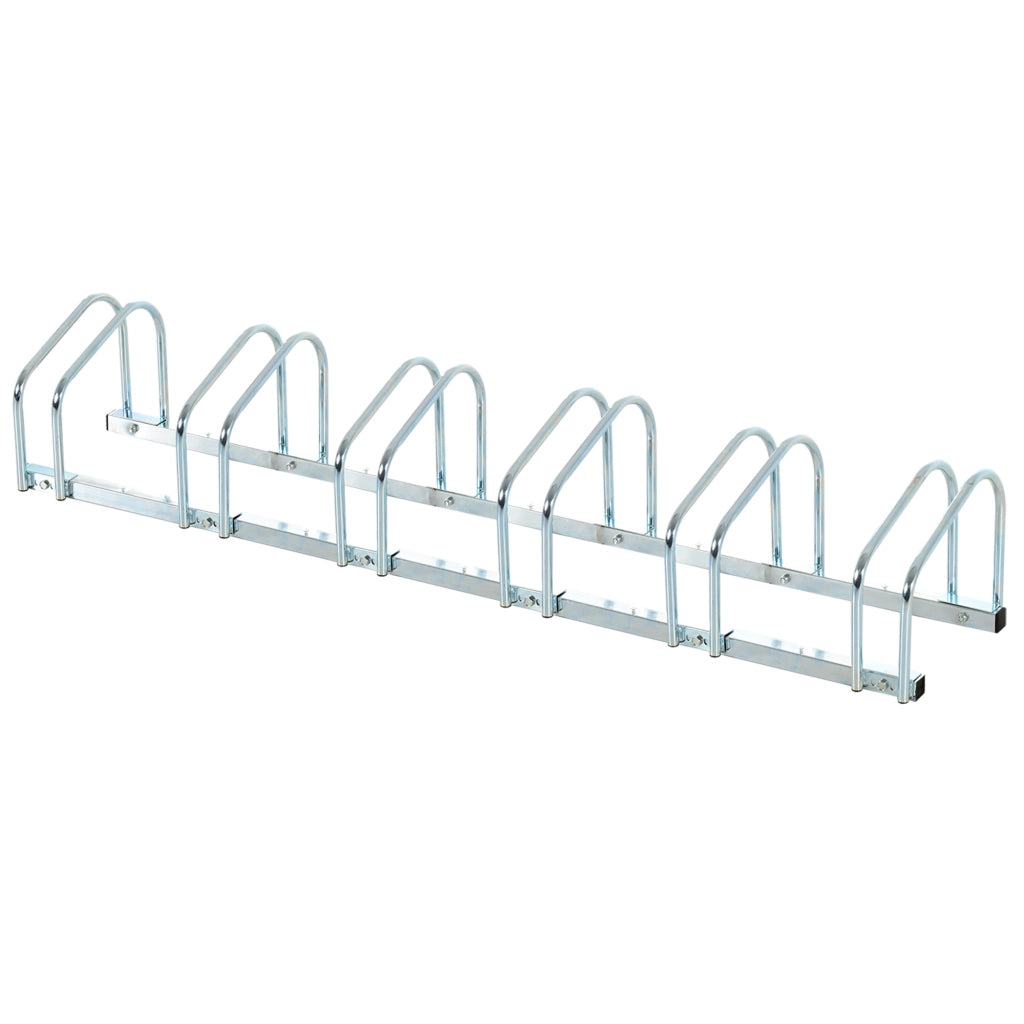 EasyComfort Rastrelliera Portabiciclette Parcheggio per 6 Biciclette in Acciaio, 179x33x27 cm, Argento
