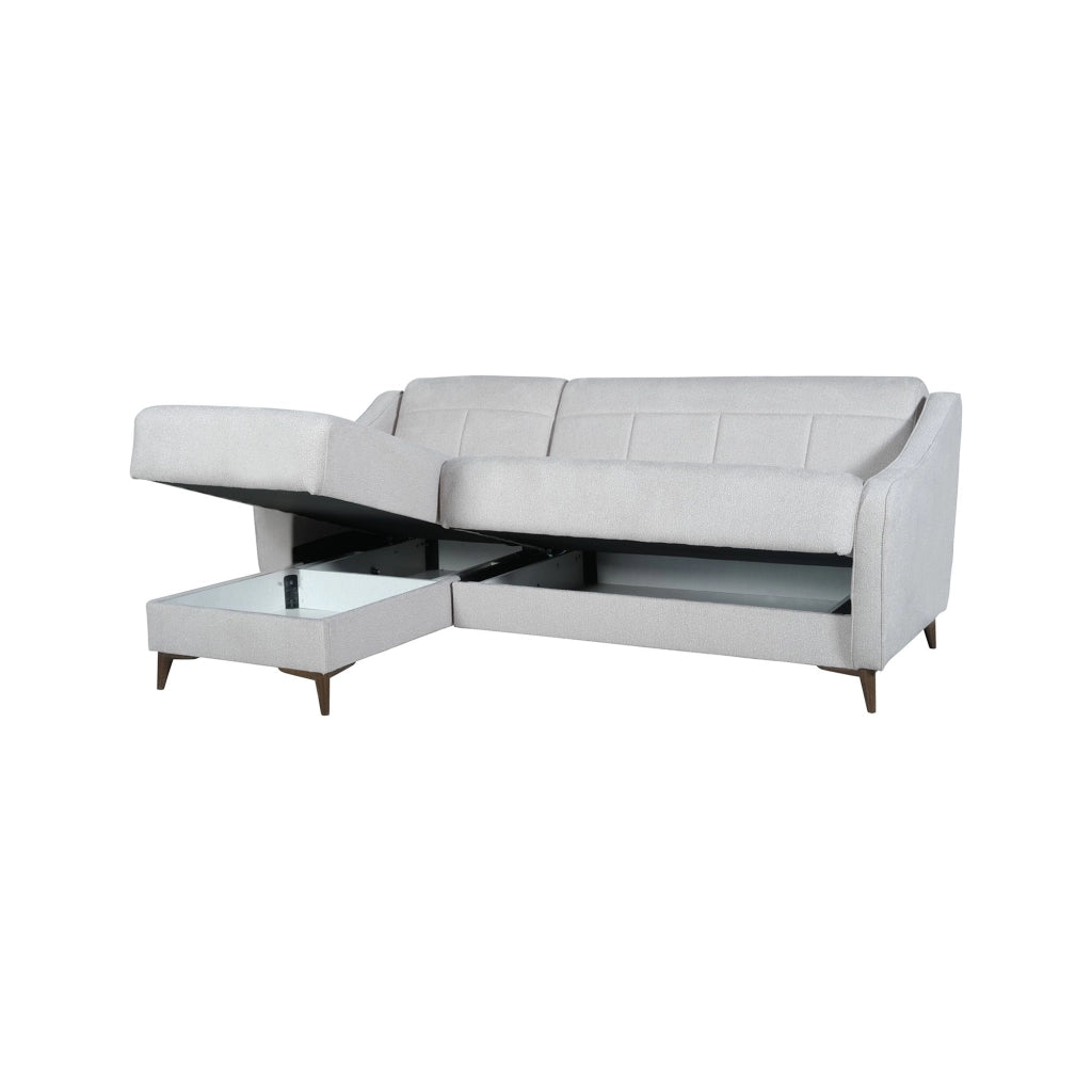 Propata, Divano Letto con Penisola Contenitore, 207x157 cm Beige