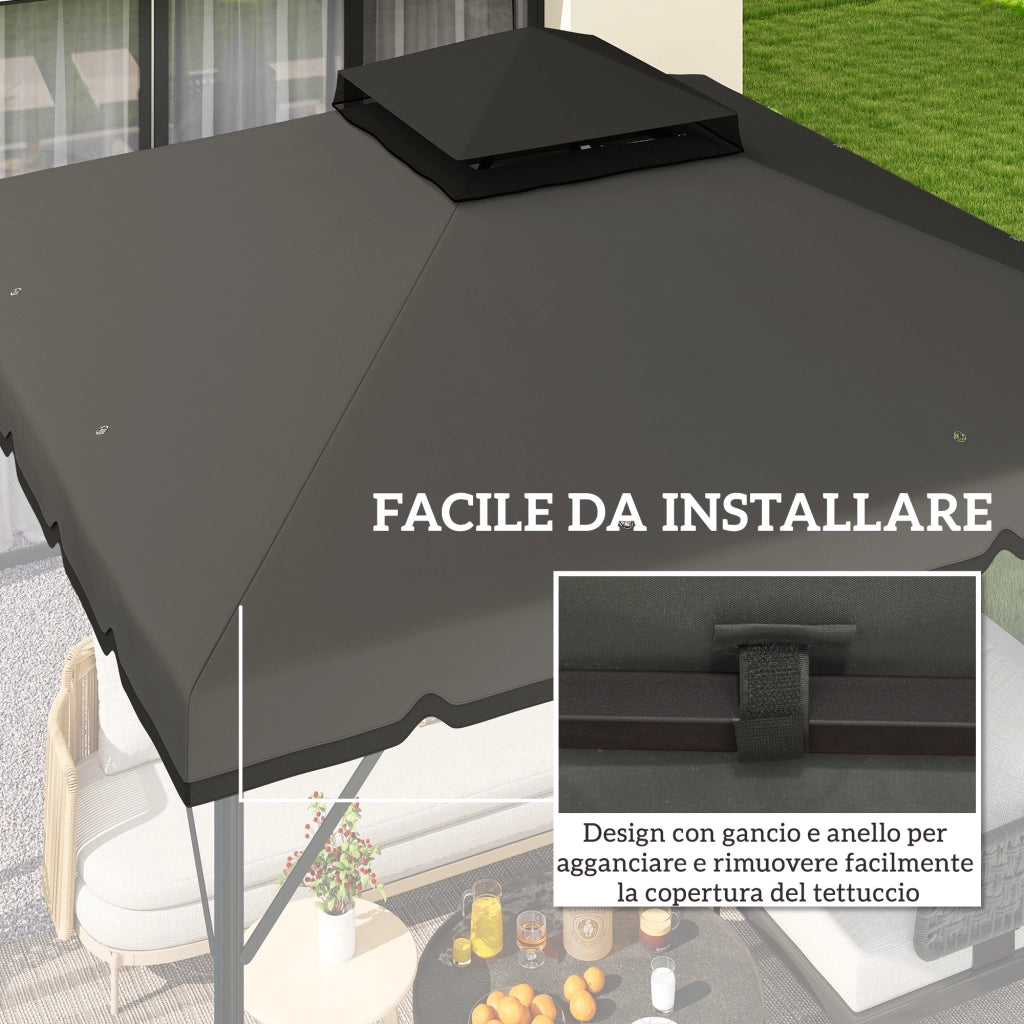 Copertura per Gazebo ¨C zephmum ¨C Grigio Chiaro e Scuro, 3x3 m