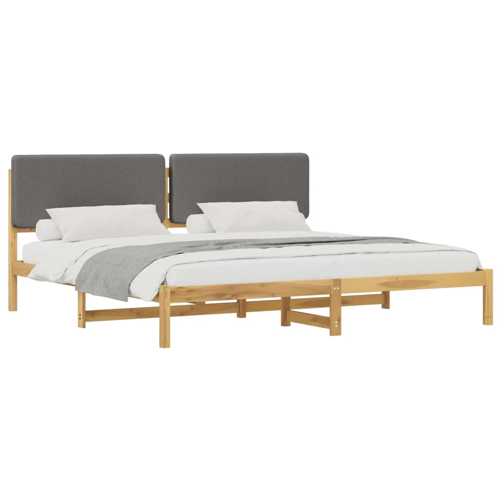 Letto con Testiera Rivestita Bianco lavato e grigio chiaro 3405055