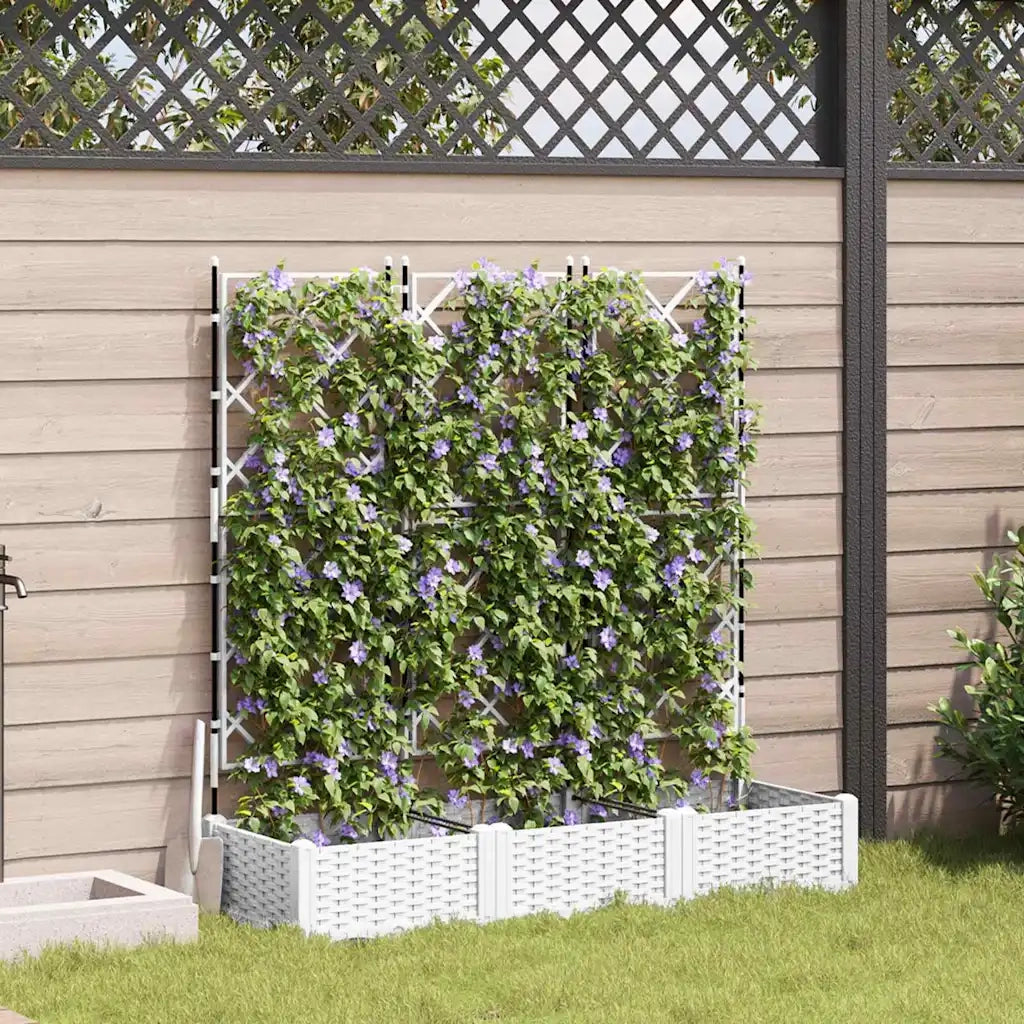 Fioriere | Cassetta per fiori | Vaso da giardino 3 pz Bianco 120 x 40 x 125,5 cm Plastica