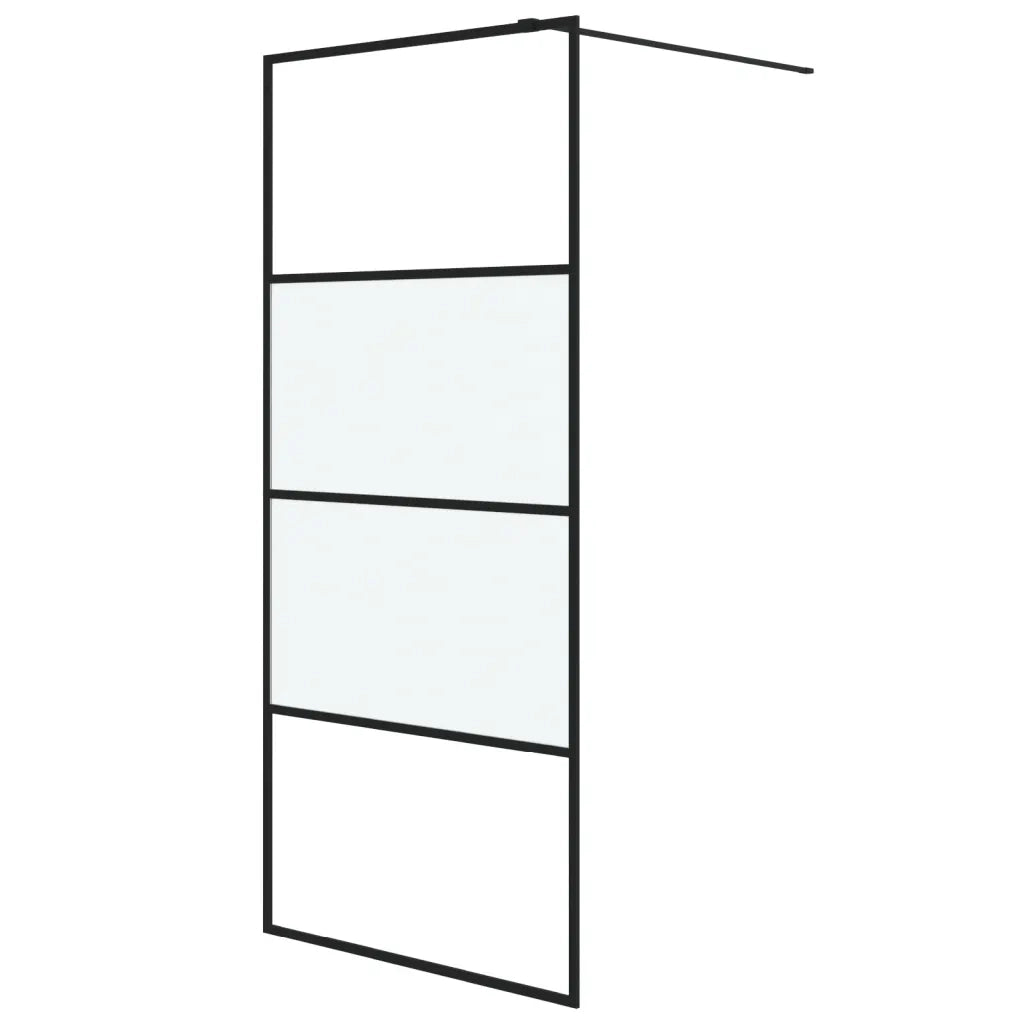 Parete Doccia Walk in Nera 90x195 cm Vetro Semi Smerigliato ESG 152126