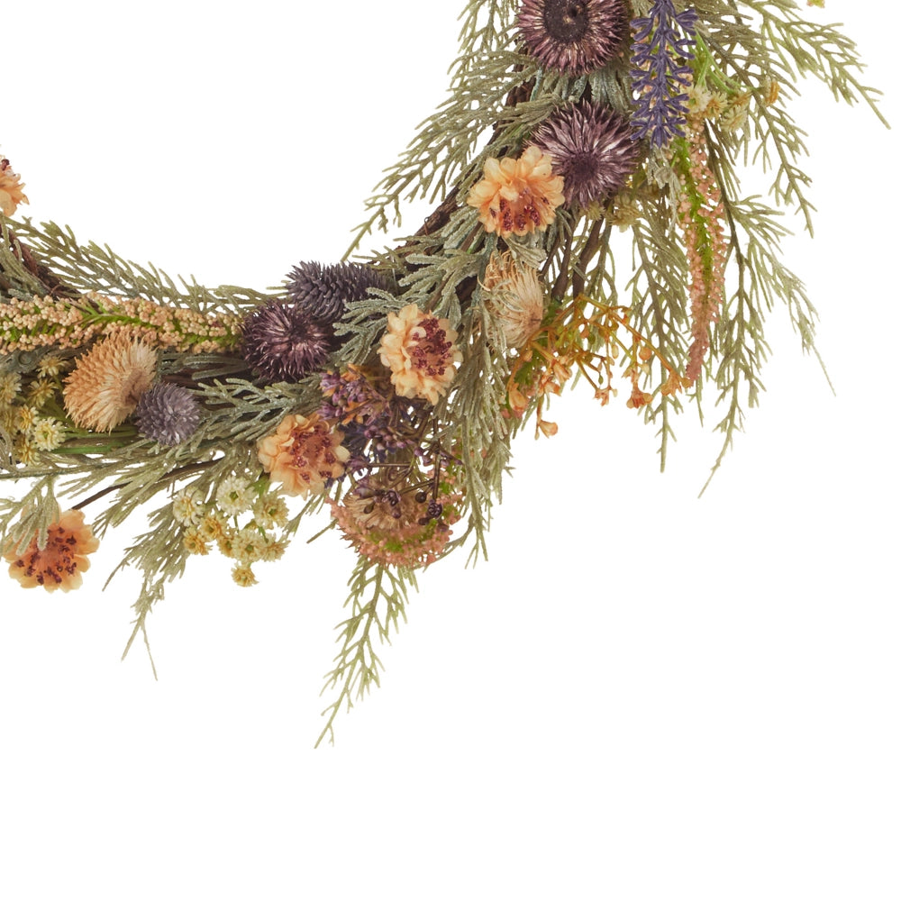 Ghirlanda per porta Verde Fiore artificiale decorativo fatto a mano rotondo 45 cm Decorazione da tavolo per parete Stile rustico tradizionale