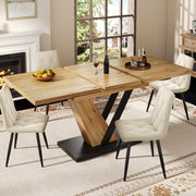 Tavolo allungabile con piano in MDF effetto legno, gambe in metallo, per cucina e soggiorno, 120 × 75 × 75,5 cm