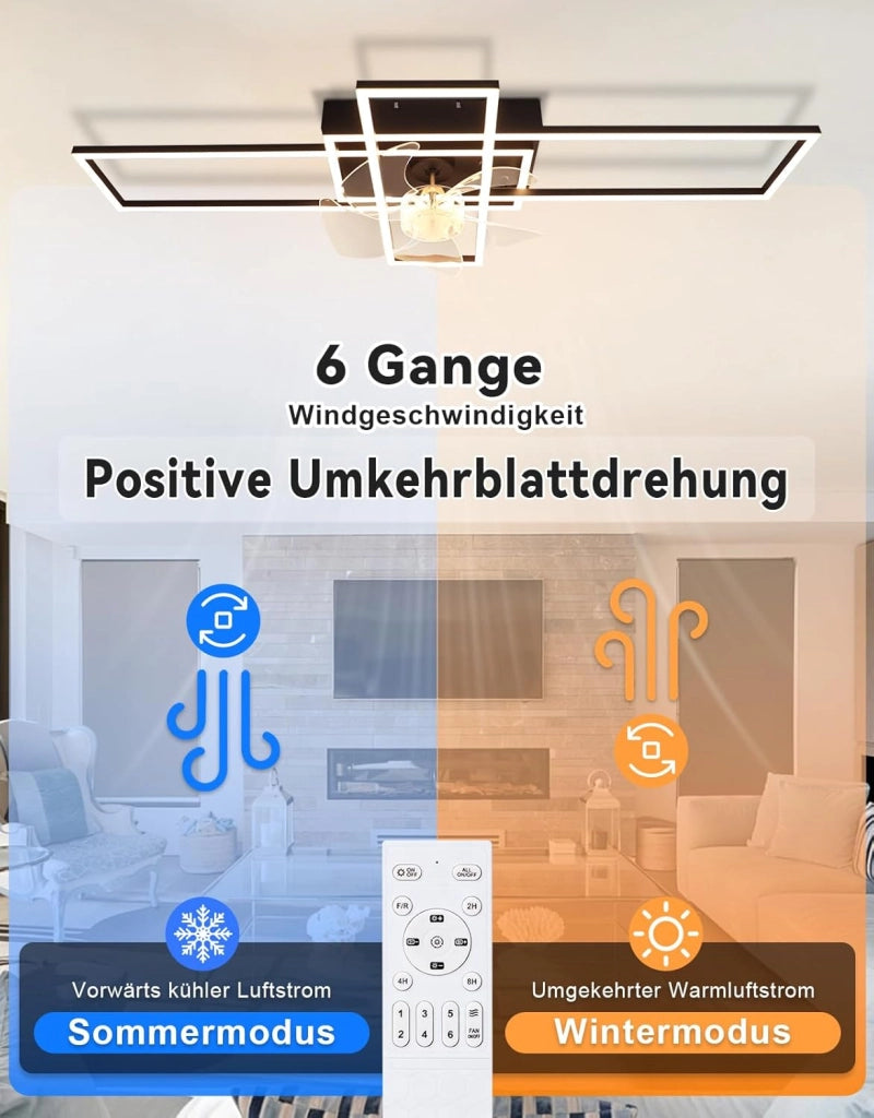ZMH Ventilatore a Soffitto LED Moderno 94cm 6 Velocità con Intensità Luminosa Regolabile Telecomando per Soggiorno