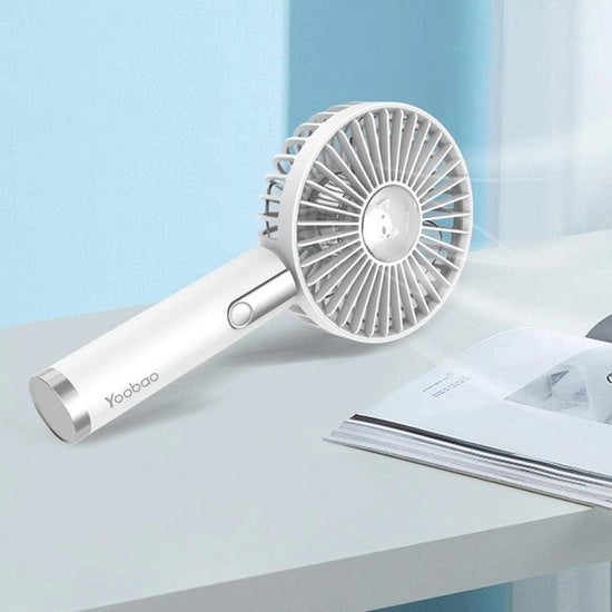 Ventilatore a batteria portatile silenzioso per ufficio desktop con caricamento da testa e illuminazione LED