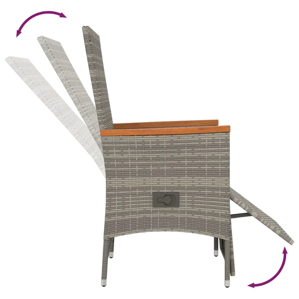 Set da Pranzo da Giardino 5 pz con Cuscini in Polyrattan Grigio 3157556