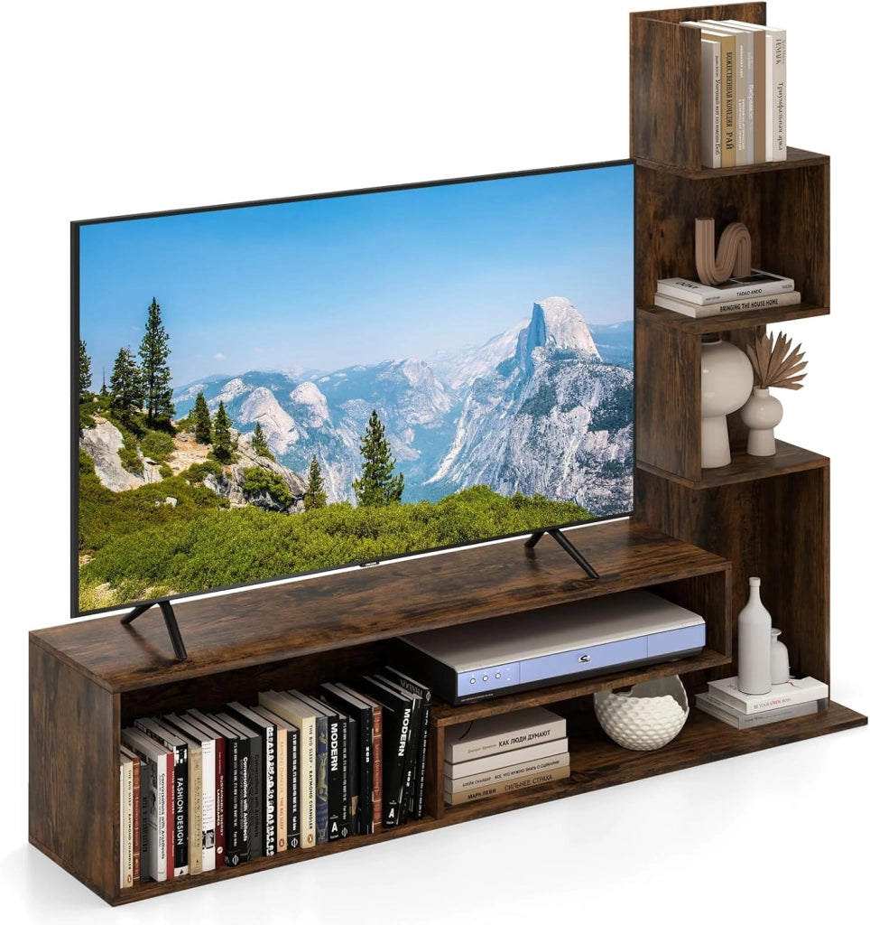 Mobile TV 2 ripiani L, 3 scomparti, 40 kg, 145 x 30 x 121 cm (marrone)