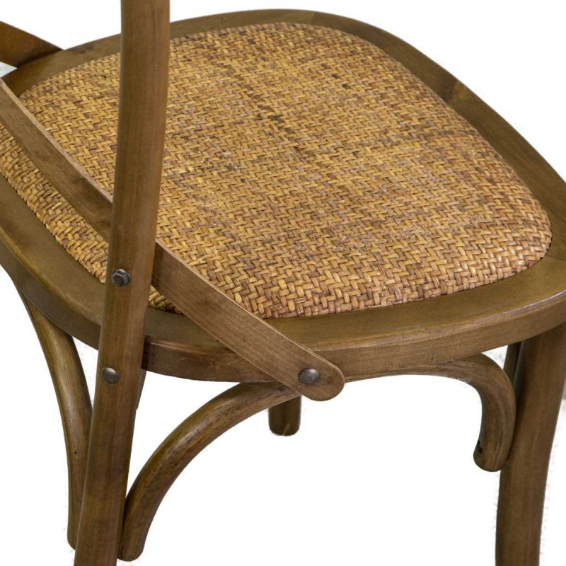 Sedia legno cross marrone chiaro sedutaintreccio cm 51x55h46,5/89