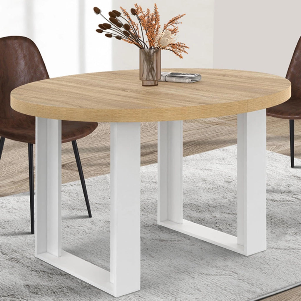 Tavolo da pranzo rotondo PHOENIX per 4 persone in legno e bianco 110 cm