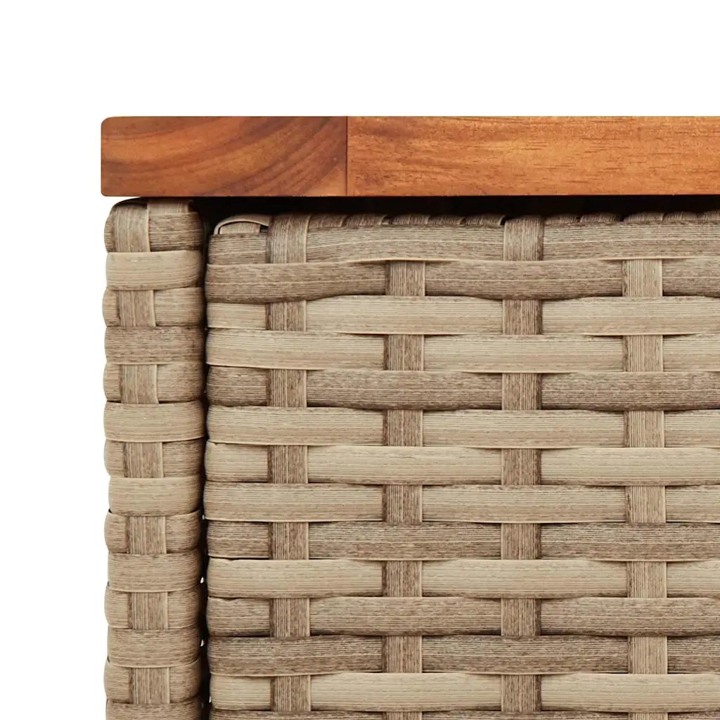 Tavolo da Giardino | Tavolino da esterno Piano in Legno Beige 58x27,5x55cm Polyrattan