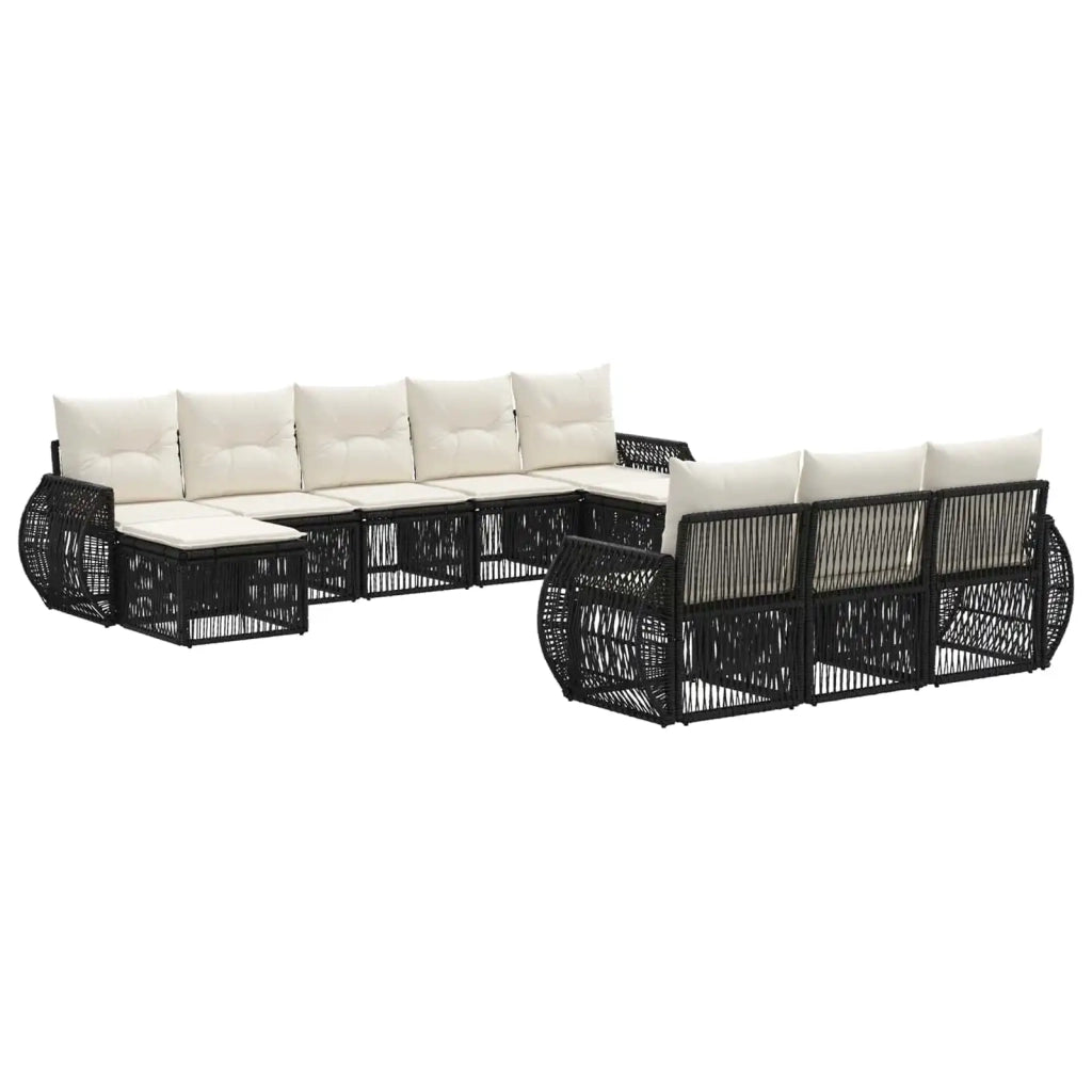 Set Divano da Giardino 10 pcs Nero e Bianco Crema polyrattan 3435550