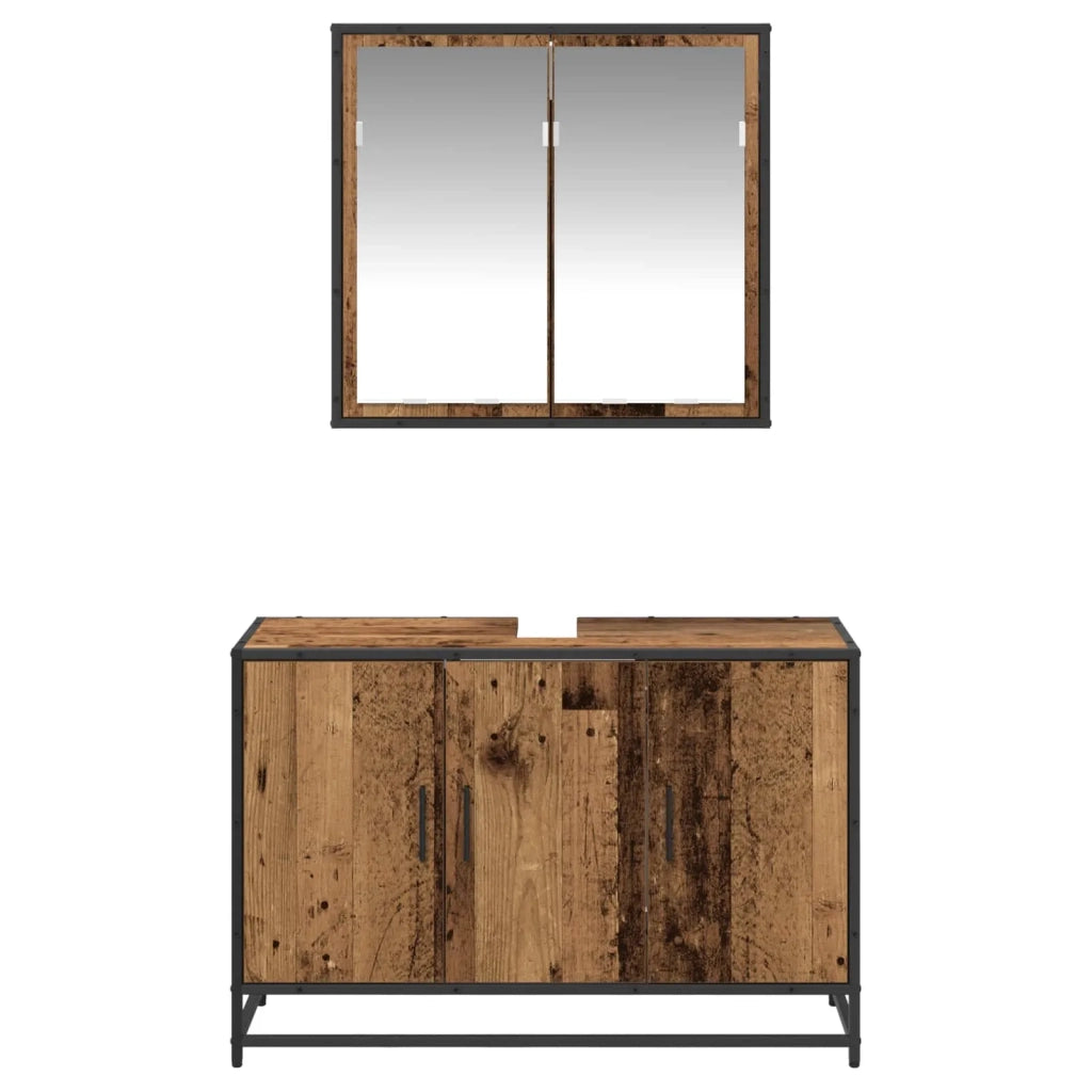 Set di mobili per il bagno con lo scaffale 2 pcs Legno vecchio 3402357