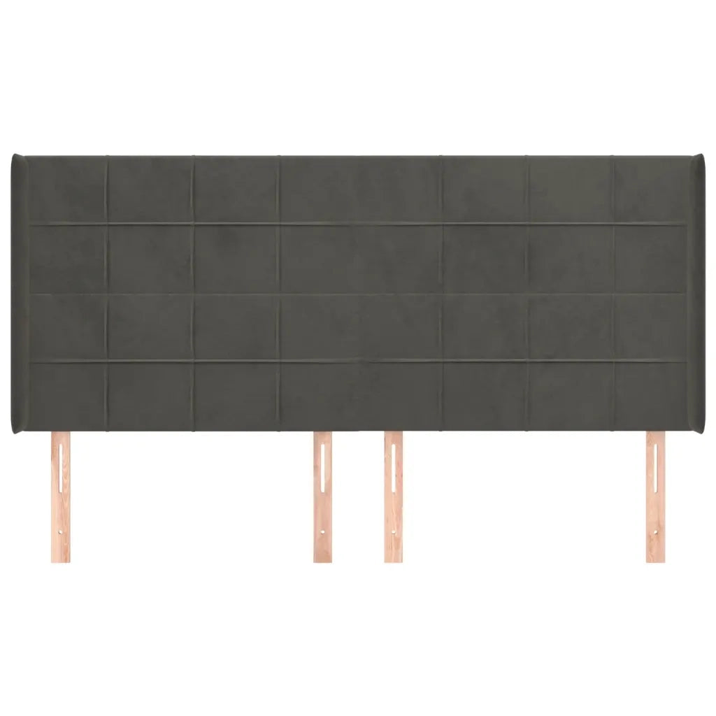 Testiera ad Orecchio GrigioScuro 203x16x118/128cm in Velluto cod mxl 38560