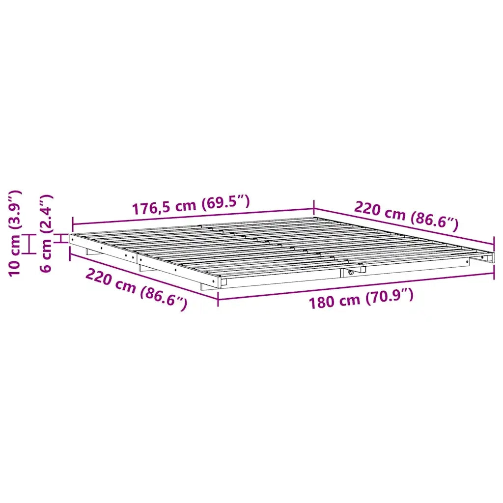 Struttura del letto Bianco 180 x 220 cm Pino massello 873137