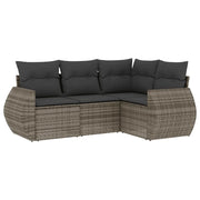 Set Divani da Giardino 4 pz | Set Salotto da Giardino con Cuscini in Polyrattan Grigio