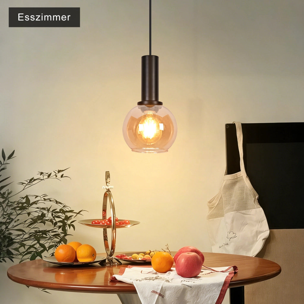 ZMH Lampada a Sospensione 1 Luce Vetro Vintage Altezza Regolabile E27 per Sala da Pranzo Camera da Letto Senza Lampadina