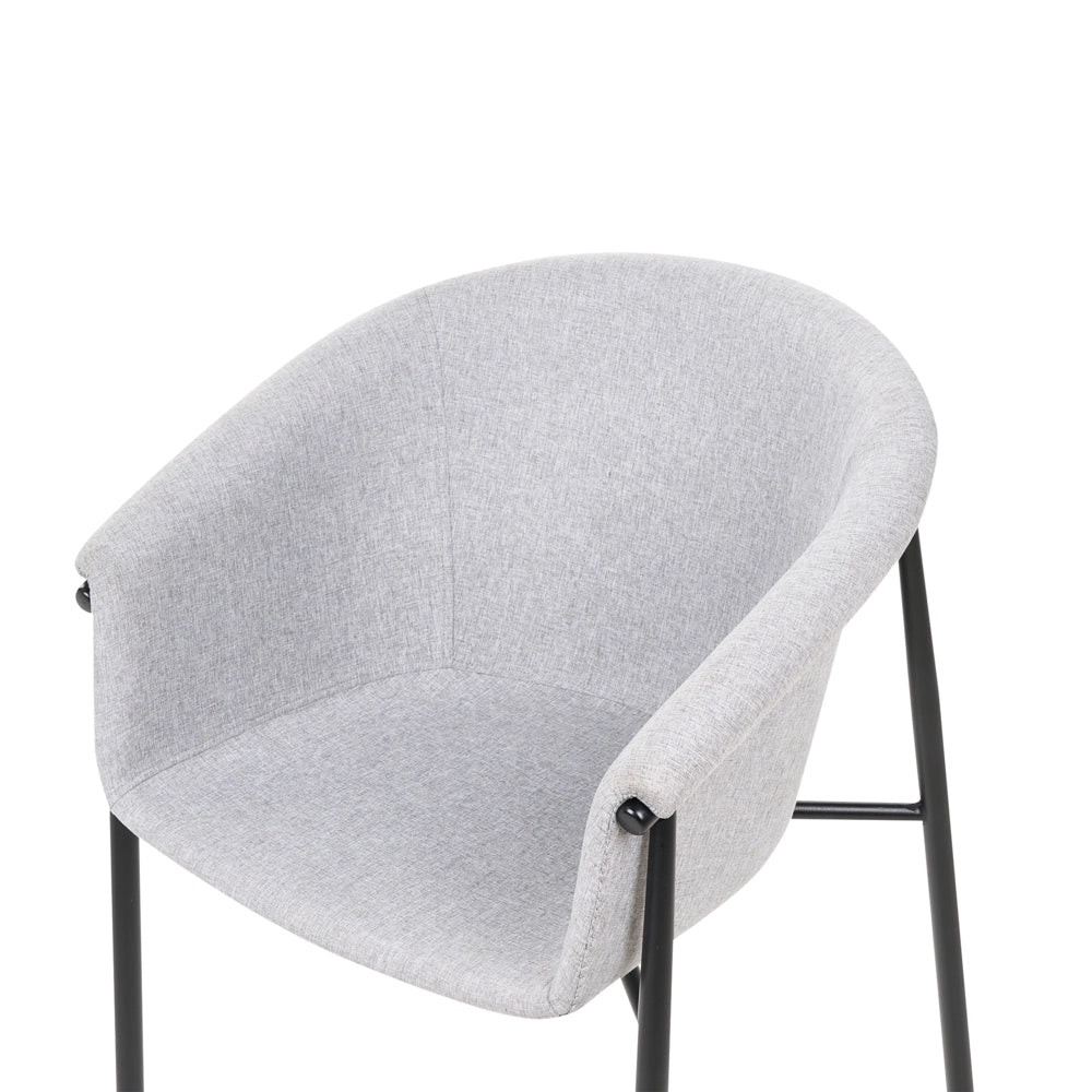 Set di 2 sedie da pranzo con imbottitura in tessuto grigio Seduta da pranzo dal design moderno e contemporaneo