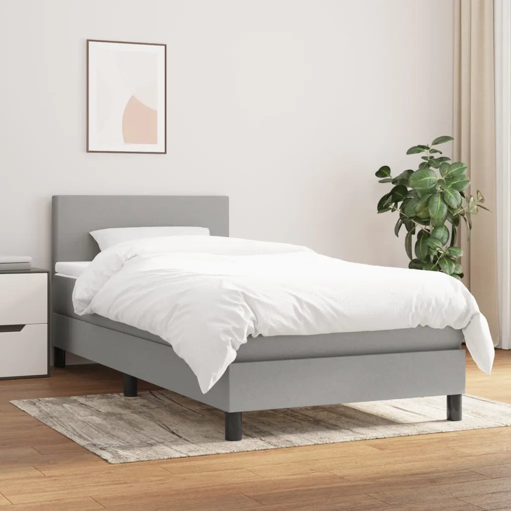 Giroletto a Molle con Materasso Grigio Chiaro 90x190 cm Tessutocod mxl 123430