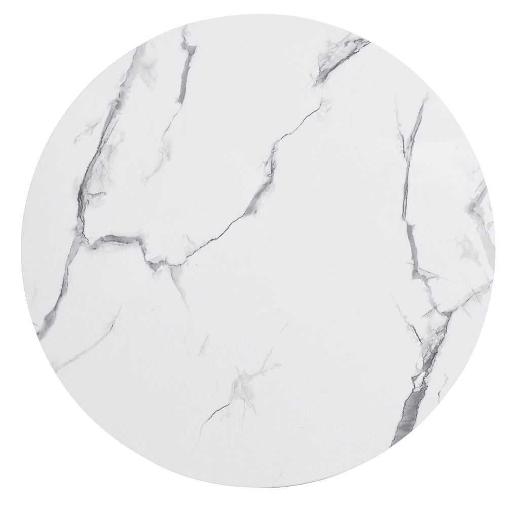 Set di tavolini da caffè rotondi 2 pezzi bianco; effetto marmo lucido; 60x60x46 cm e 50x50x31 cm