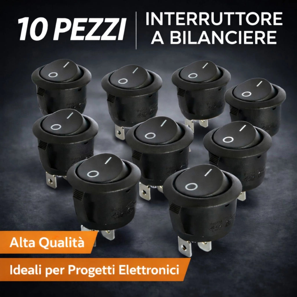 10 Pezzi Interruttore a Bilanciere ON/OFF 6A 250V 2 Poli per Auto 12V LED