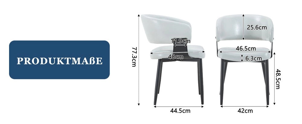 Sedie da Pranzo Set 2 Pezzi Stile Retro ¨C MINIMAL ¨C Similpelle, Braccioli, Gambe in Metallo