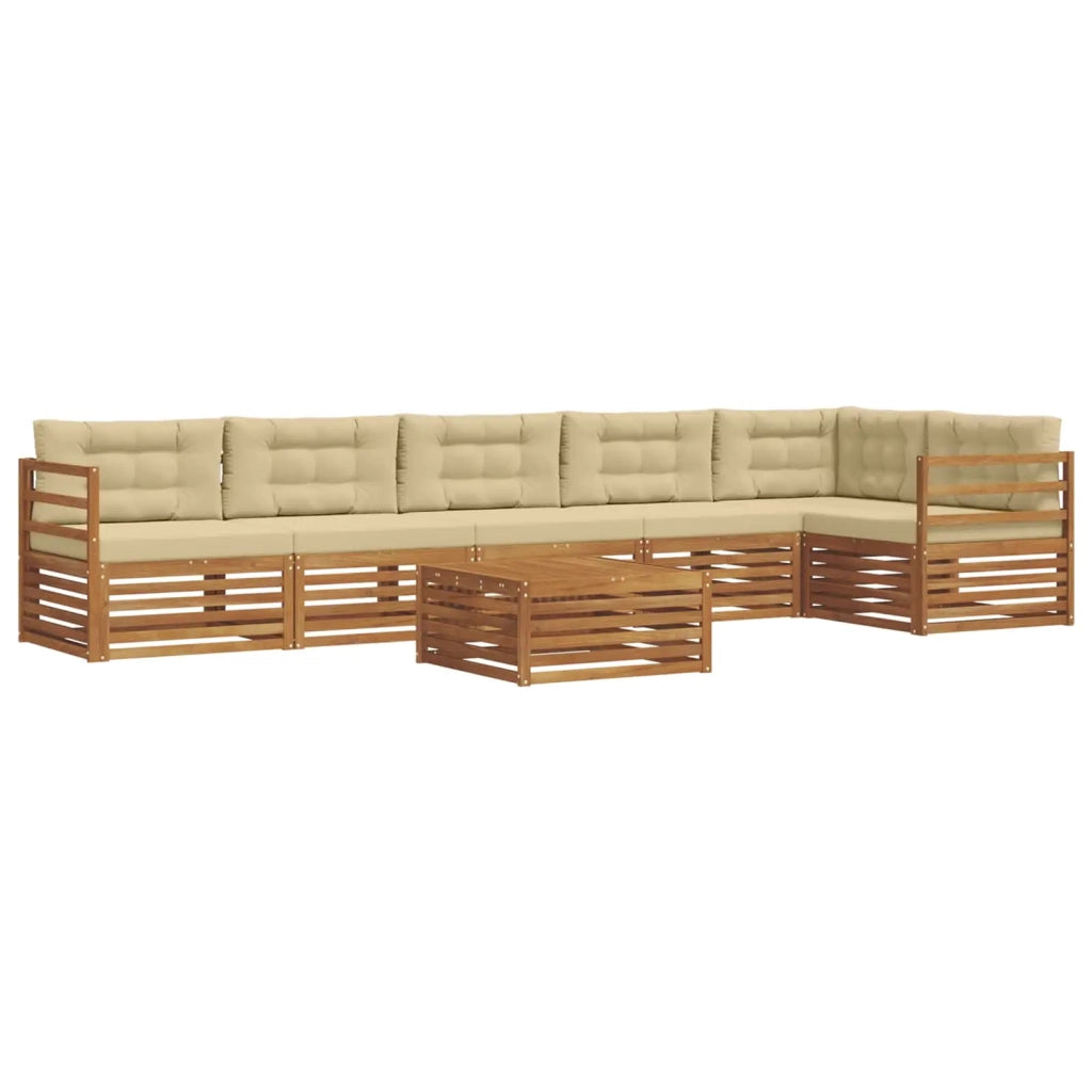 Set di divani da esterno con cuscino 7 pcs Naturale e Beige