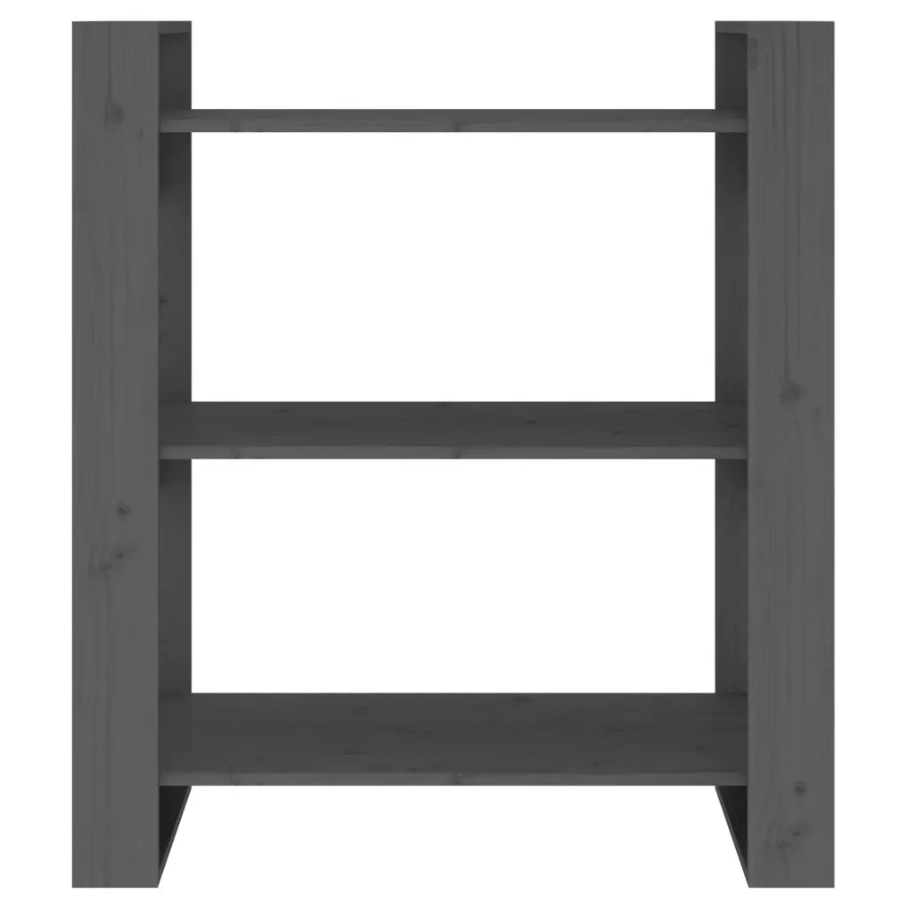 Libreria Divisorio-Scaffale per Libri-Mobile di Stoccaggio Grigio 80x35x91 cm in Legno Massello di Pino