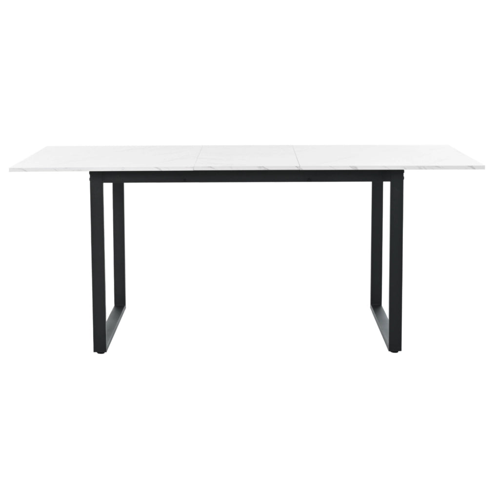 Tavolo da pranzo 180x80x75 cm allungabile con piano effetto marmo in MDF bianco