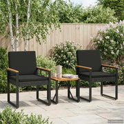 Set di Mobili da Esterno con cuscino 3 pcs Nero polyrattan 42025330