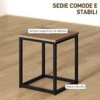 Set 5 Pezzi Sedie Tavolo Sala da Pranzo Moderne in Stile Industriale, Legno e Metallo, Nero e Color Legno